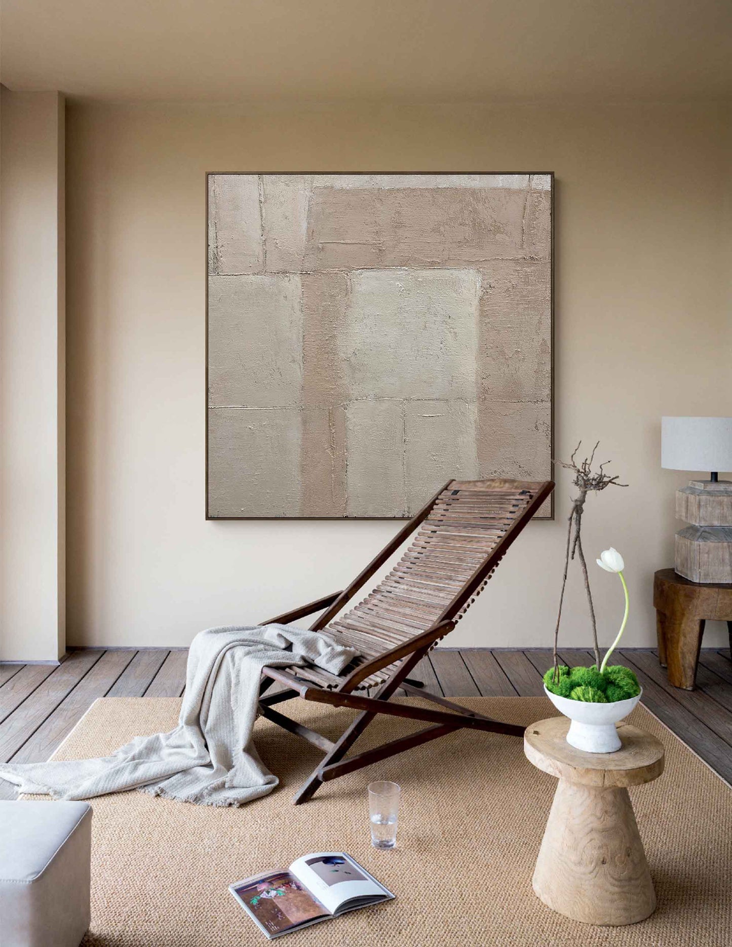 Neutral Minimalist Abstract Oil Painting for Contemporary Home Decor