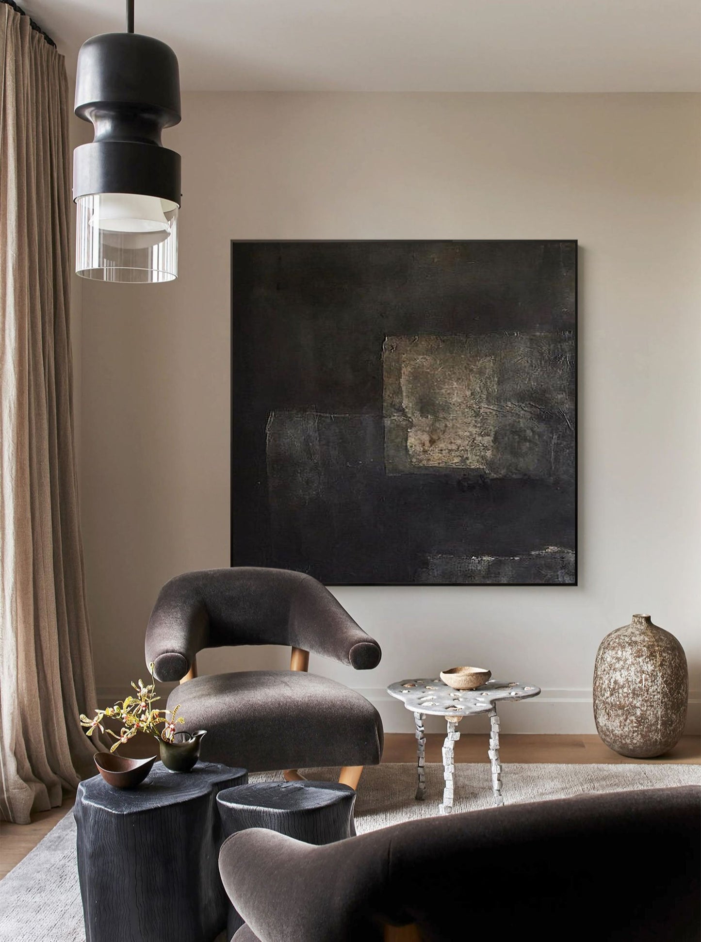 Contemporary Minimalist Abstract Oil Painting for Modern Home Décor