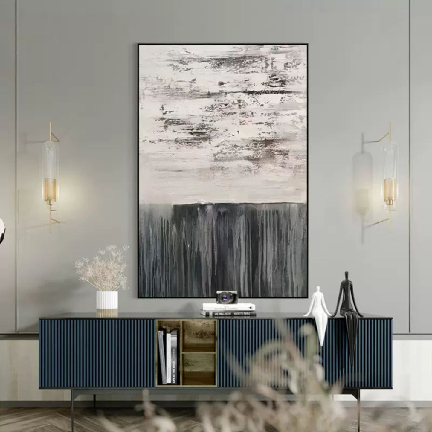 Minimalist Abstract Oil Painting for Modern Home Decor