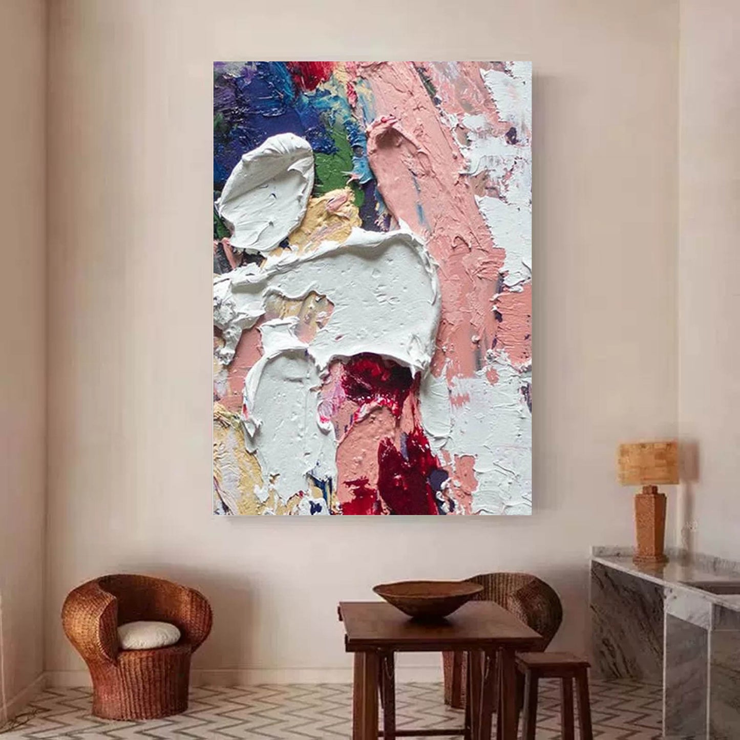 Colorful Abstract Oil Painting for Modern Home Decor and Art Enthusiasts