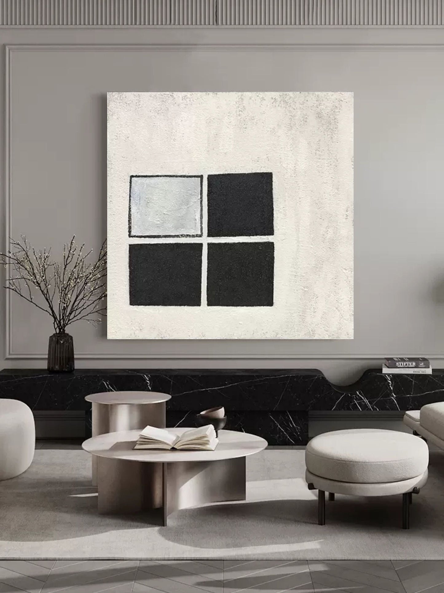 Modern Minimalist Wabi-Sabi Abstract Oil Painting for Contemporary Home Decor
