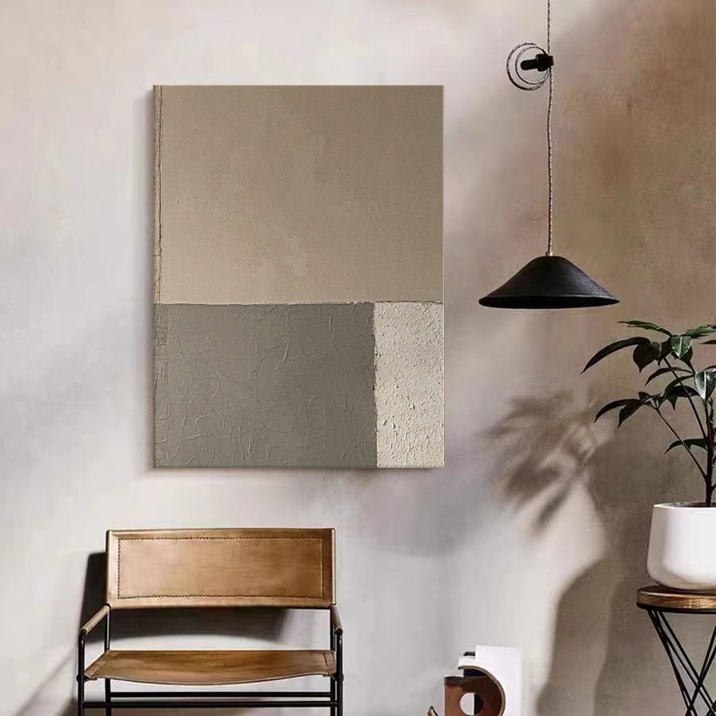 Contemporary Minimalist Geometric Oil Painting for Modern Home Decor