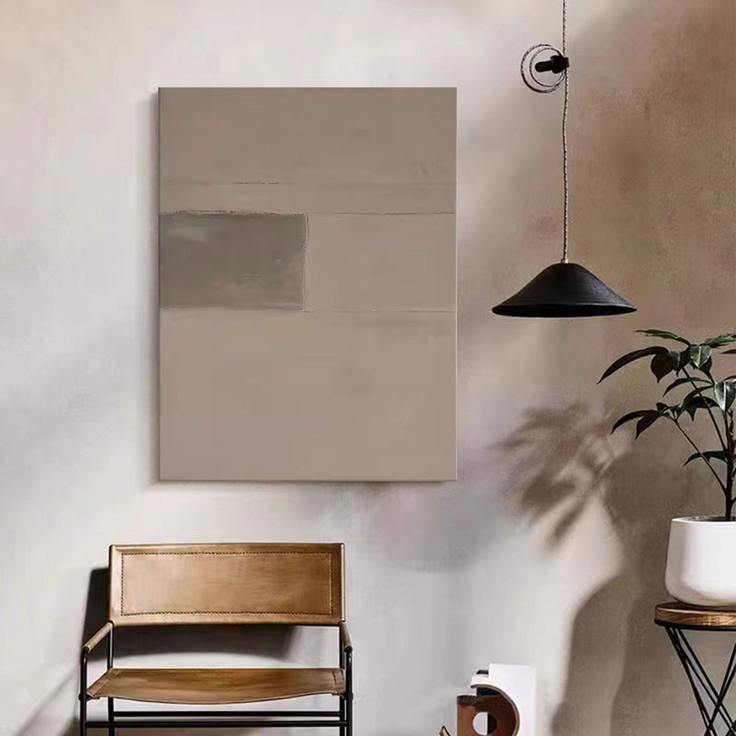 Sleek Minimalist Geometric Oil Painting for Modern Home Decor