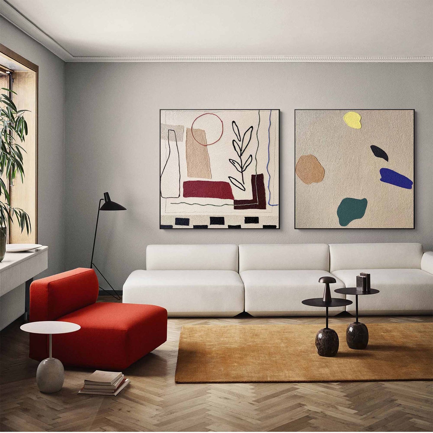Contemporary Minimalist Geometric Oil Painting for Modern Home Decor