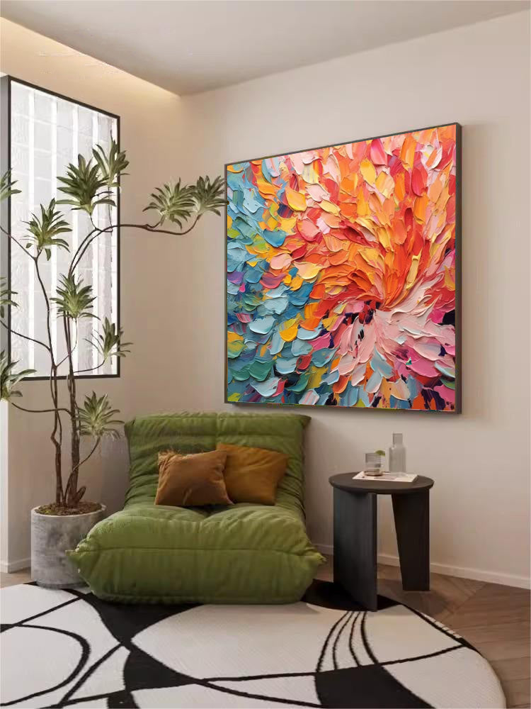 Colorful Abstract Swirl Oil Painting for Vibrant Home Decor and Art Collection