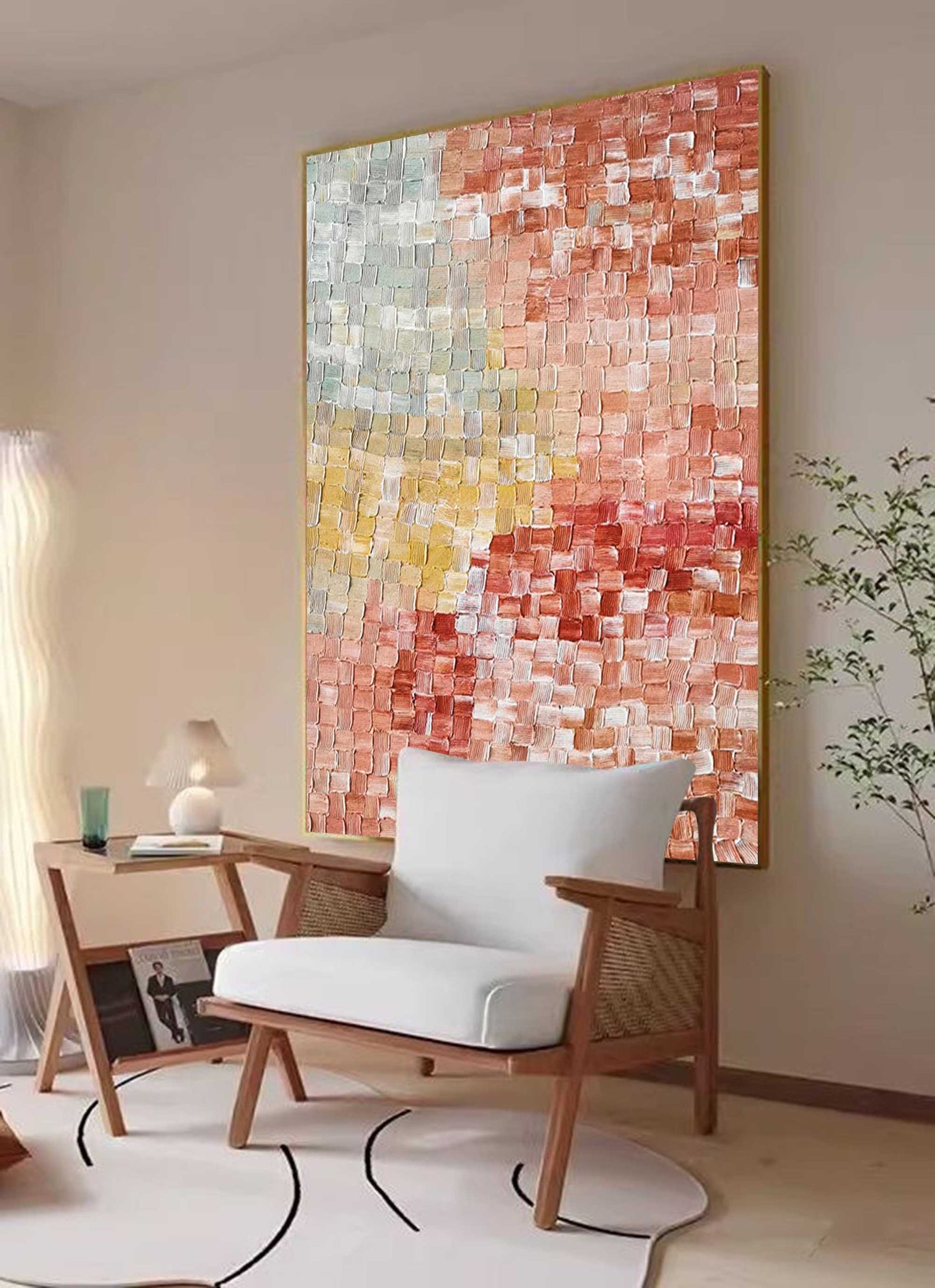 Colorful Abstract Oil Painting for Modern Home Decor and Wall Art