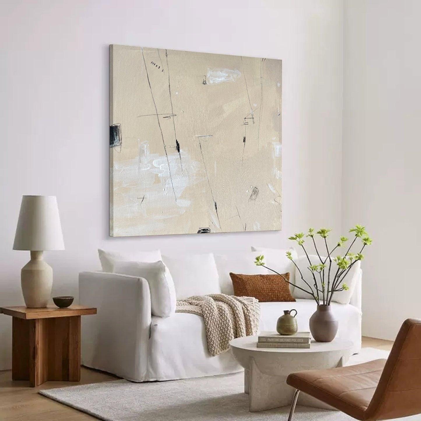 Elegant Minimalist Abstract Oil Painting for Modern Decor