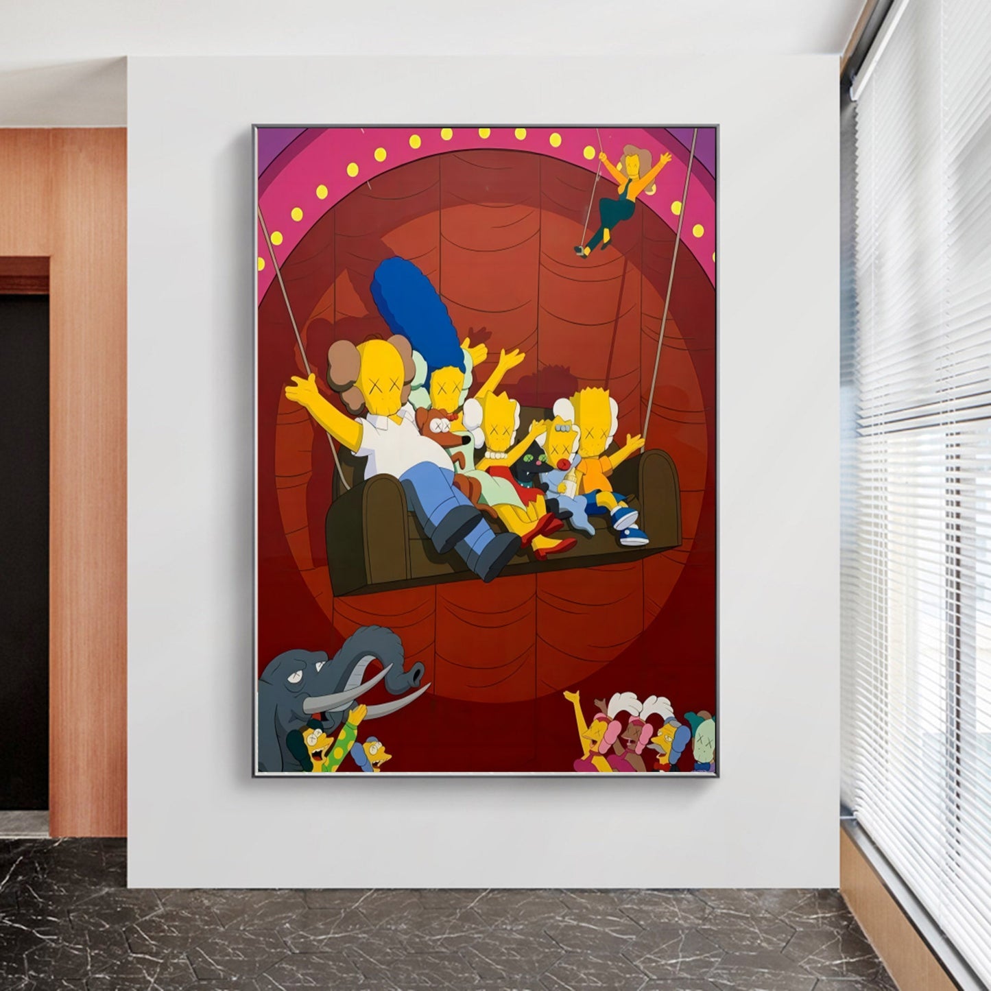 Vibrant Kaws-Inspired Pop Art with Iconic Cartoon Characters