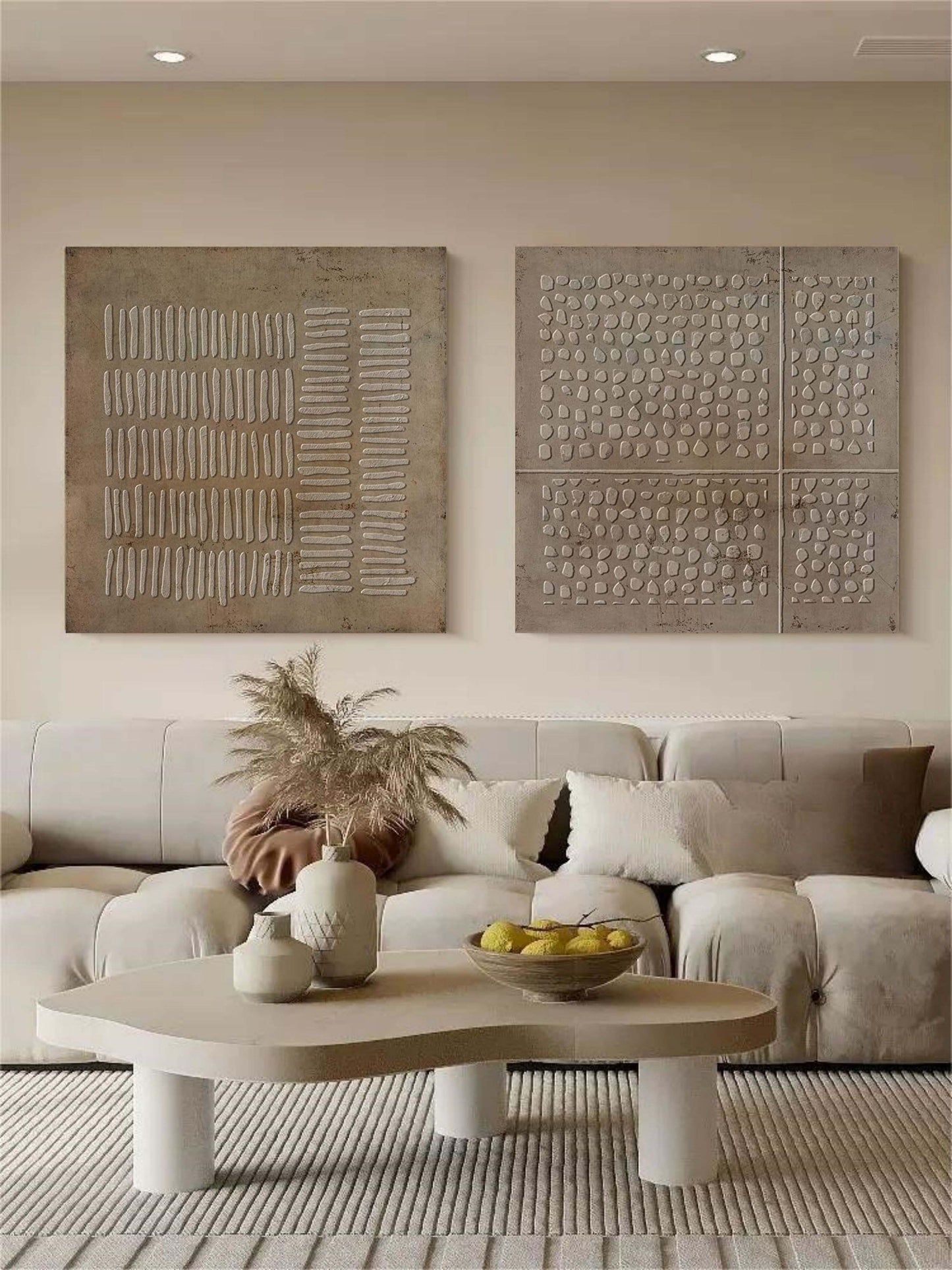 Contemporary Abstract Oil Painting Duo for Modern Home Decor