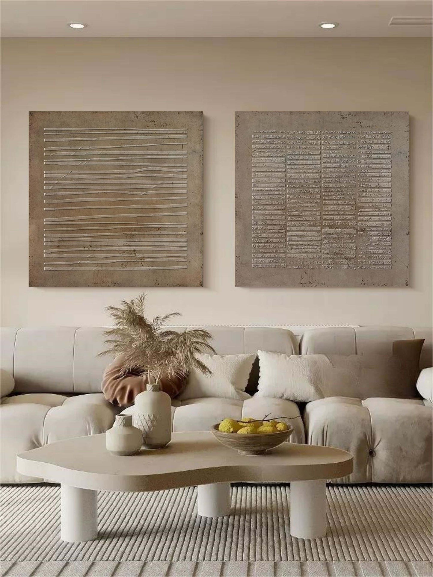 Contemporary Abstract Oil Painting Duo for Modern Home Decor