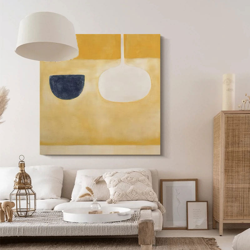 Contemporary Minimalist Oil Painting with Bold Color Blocks