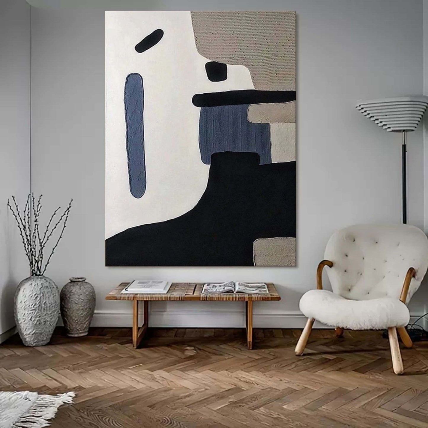 Abstract Wabi-Sabi Wall Art for Modern Home Decor and Minimalist Aesthetics