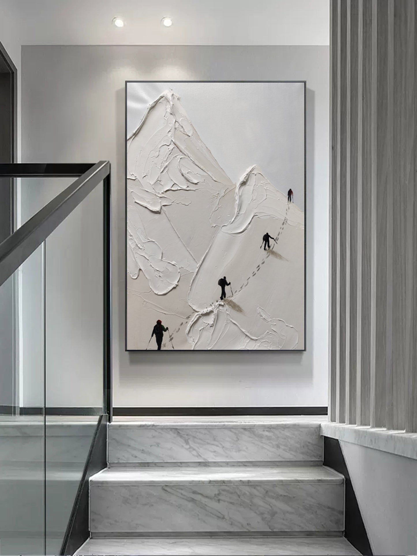 Abstract Mountain Climb Oil Painting with Textured Plaster Finish