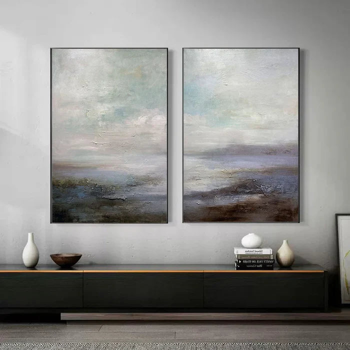 Abstract Ocean and Sky Landscape Art for Tranquil Home Décor
