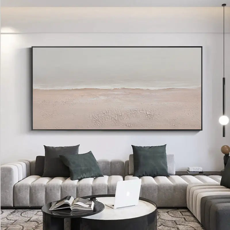 Minimalist Ocean Sky Canvas Art - Textured Beach Wall Decor for Relaxing Interiors