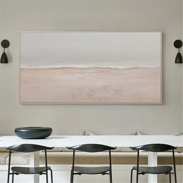 Minimalist Ocean Sky Canvas Art - Textured Beach Wall Decor for Relaxing Interiors