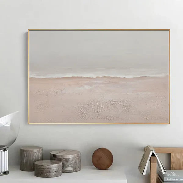 Minimalist Ocean Sky Canvas Art - Textured Beach Wall Decor for Relaxing Interiors
