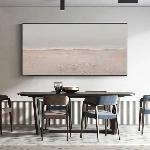 Minimalist Ocean Sky Canvas Art - Textured Beach Wall Decor for Relaxing Interiors