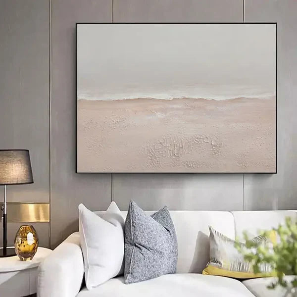 Minimalist Ocean Sky Canvas Art - Textured Beach Wall Decor for Relaxing Interiors