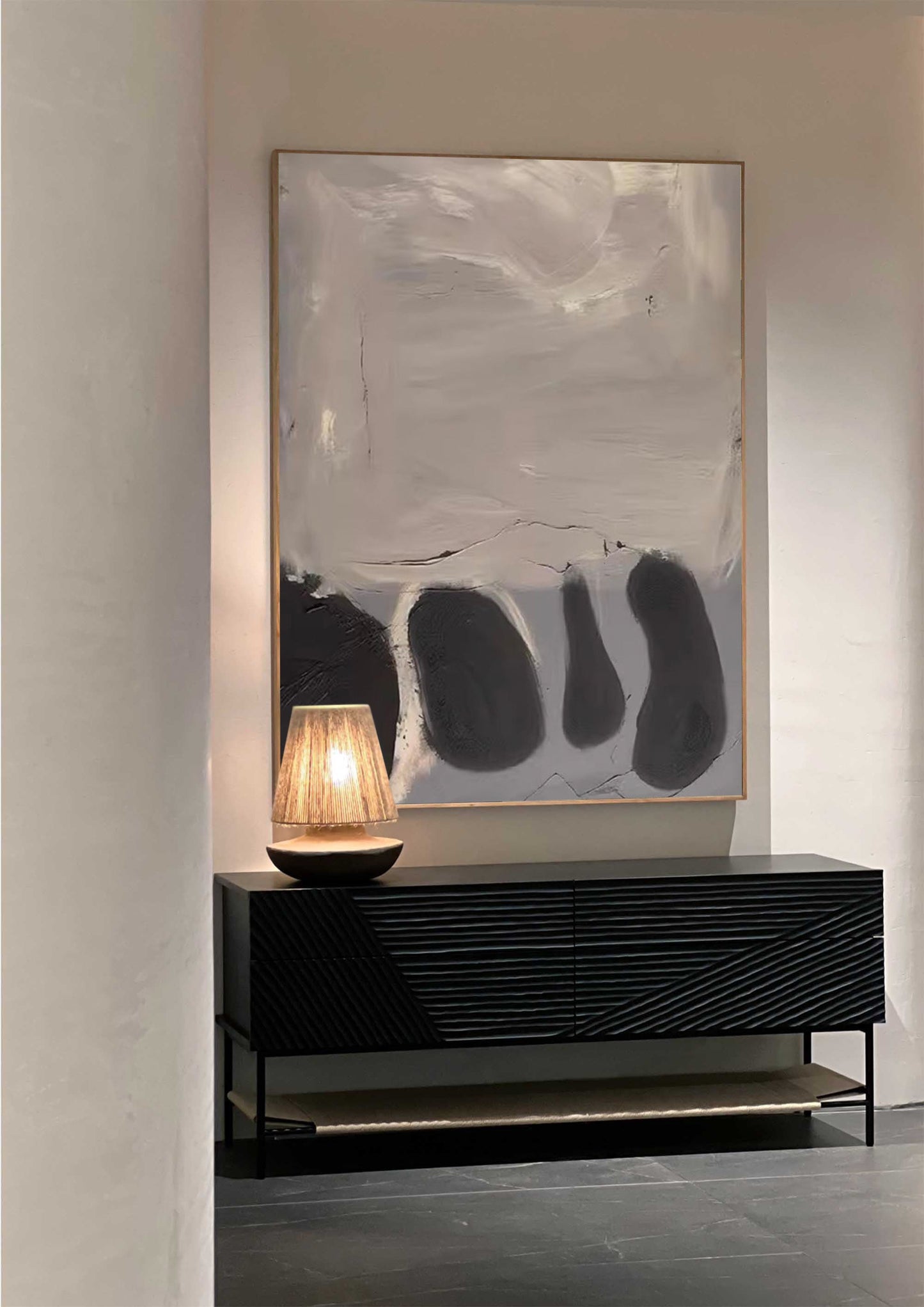 Contemporary Minimalist Abstract Oil Painting for Modern Home Decor