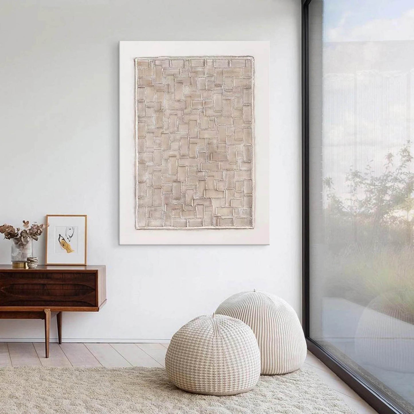 Contemporary Neutral Abstract Oil Painting for Modern Home Decor
