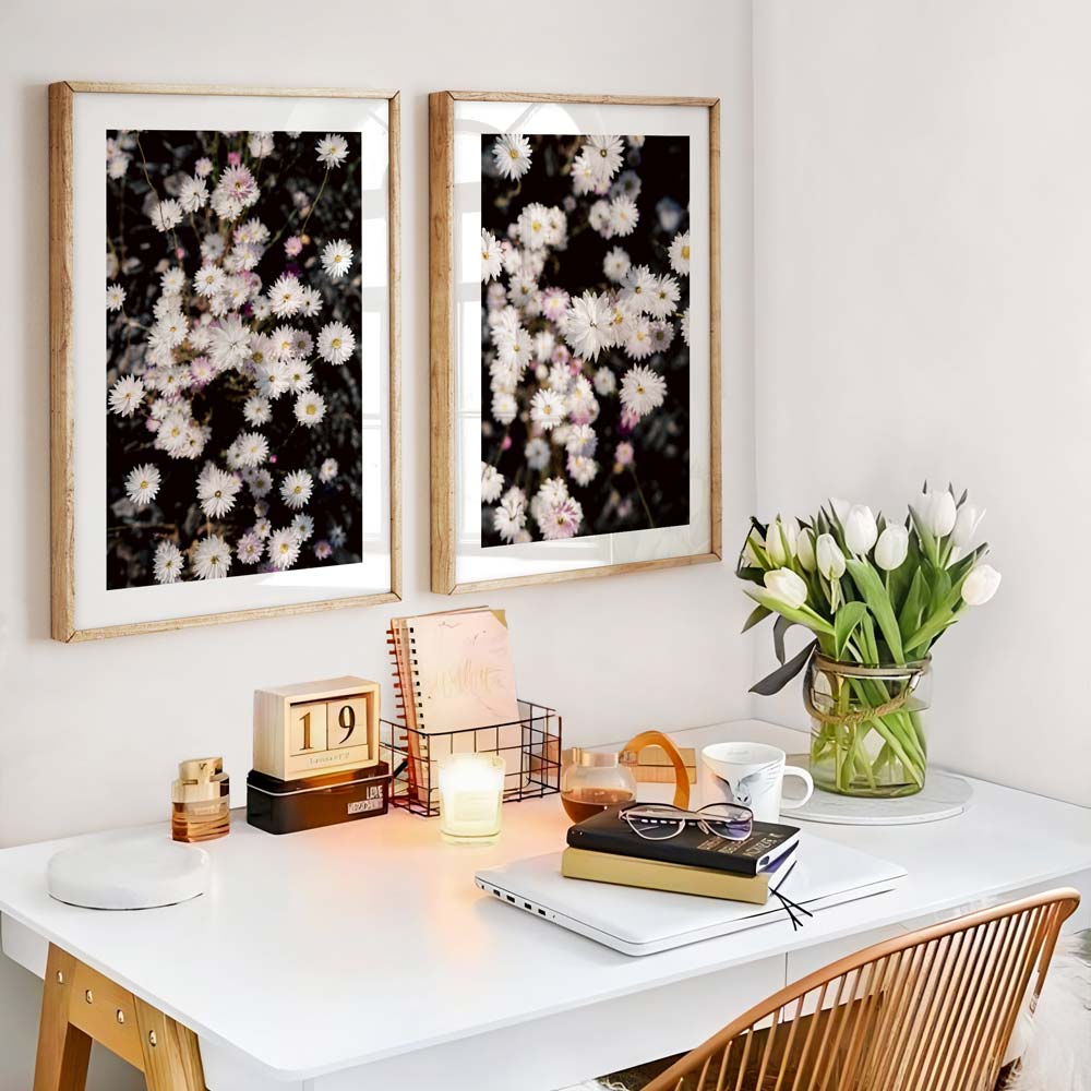 Charming White Daisy Floral Oil Painting for Elegant Home Decor