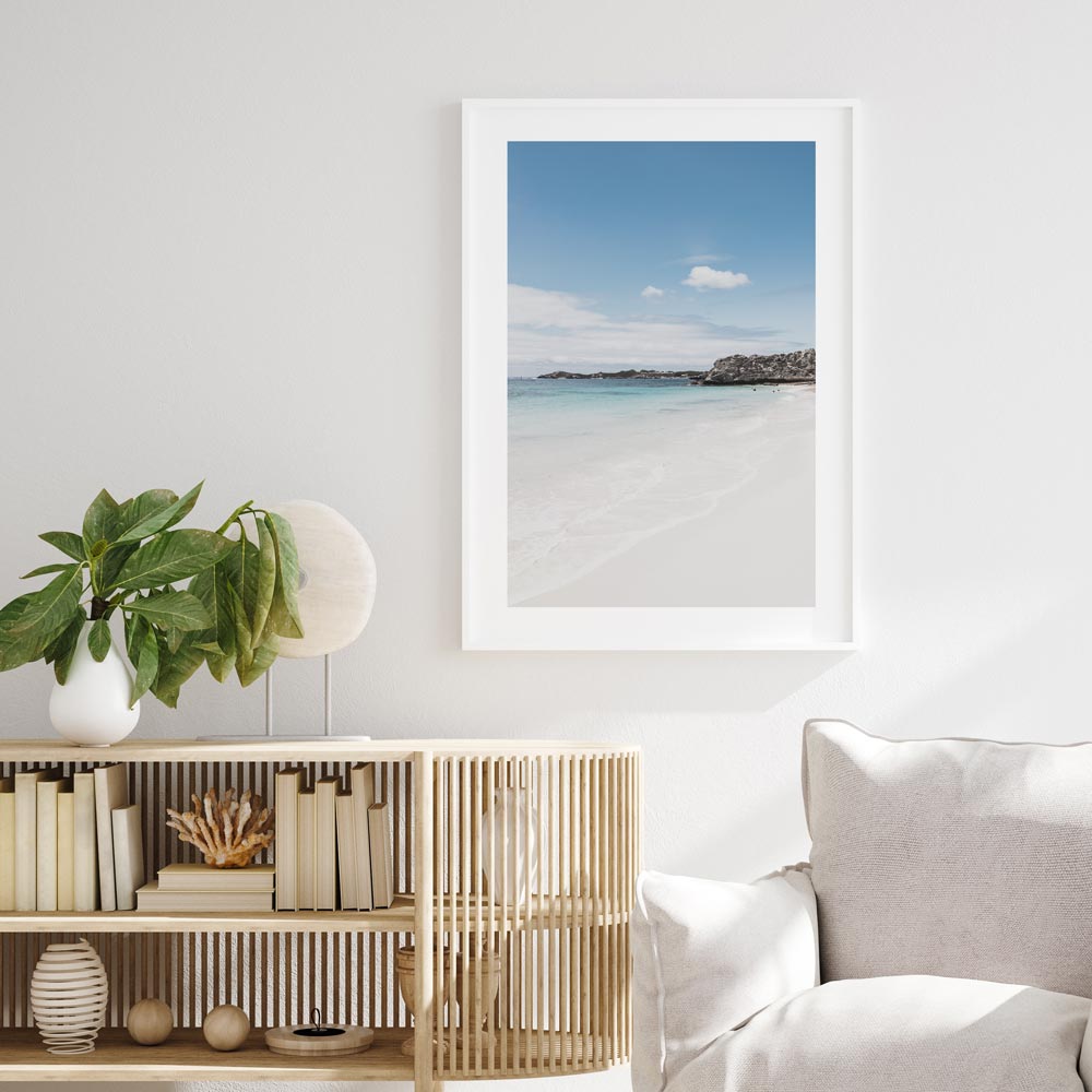 Tropical Serenity: Vibrant Oil Painting of Calm Beach and Crystal Clear Waters