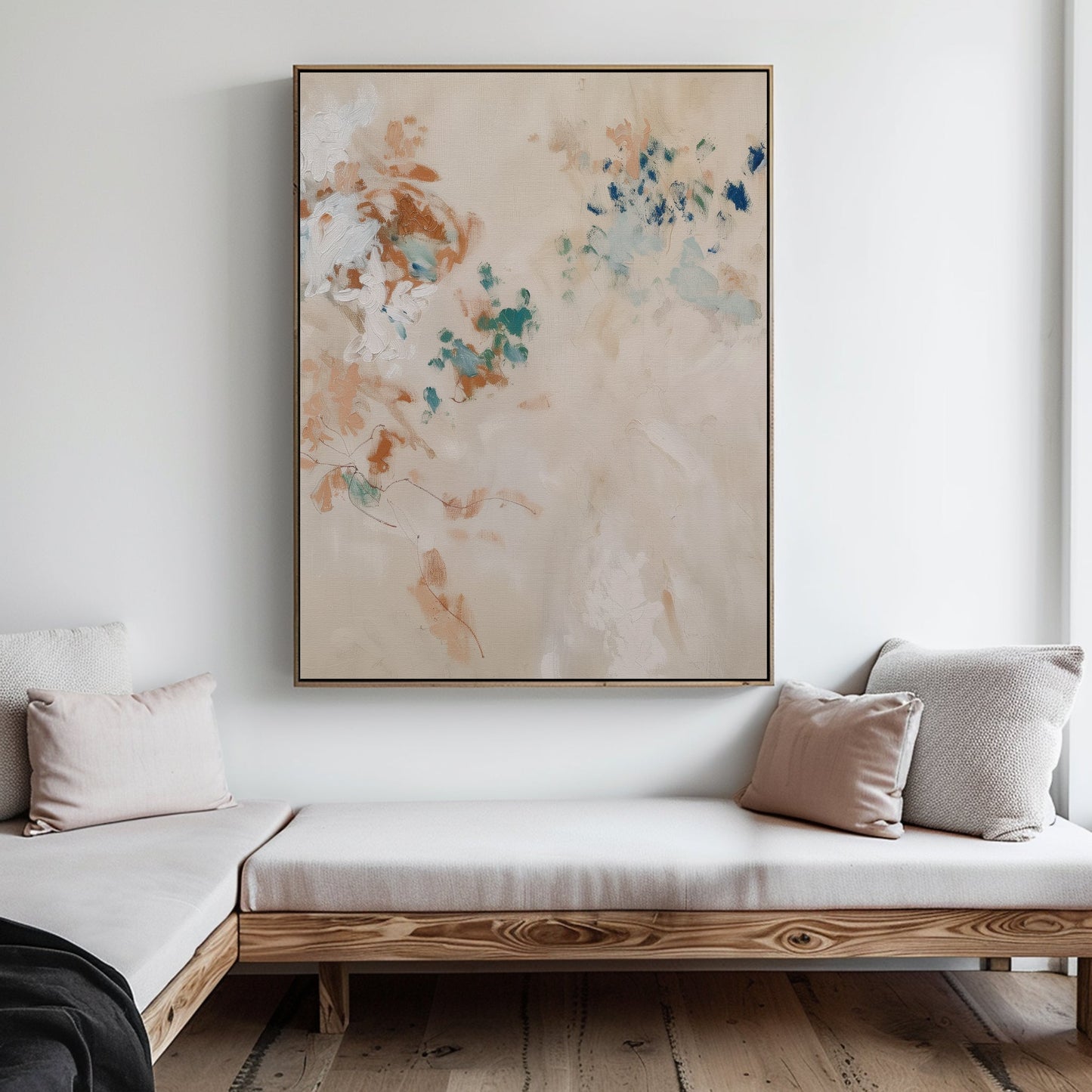 Blossoming Abstract Oil Painting - Pastel Floral Canvas Wall Art Decor