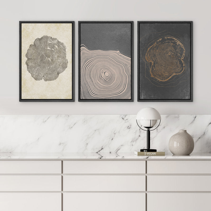 Minimalist Tree Ring Art Set in Neutral Tones for Modern Home Decor