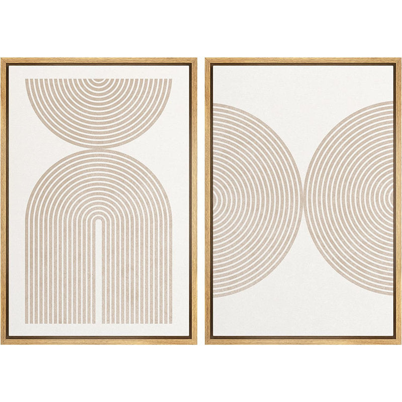 Modern Pastel Tan Abstract Art Print - Contemporary Framed Canvas Decor