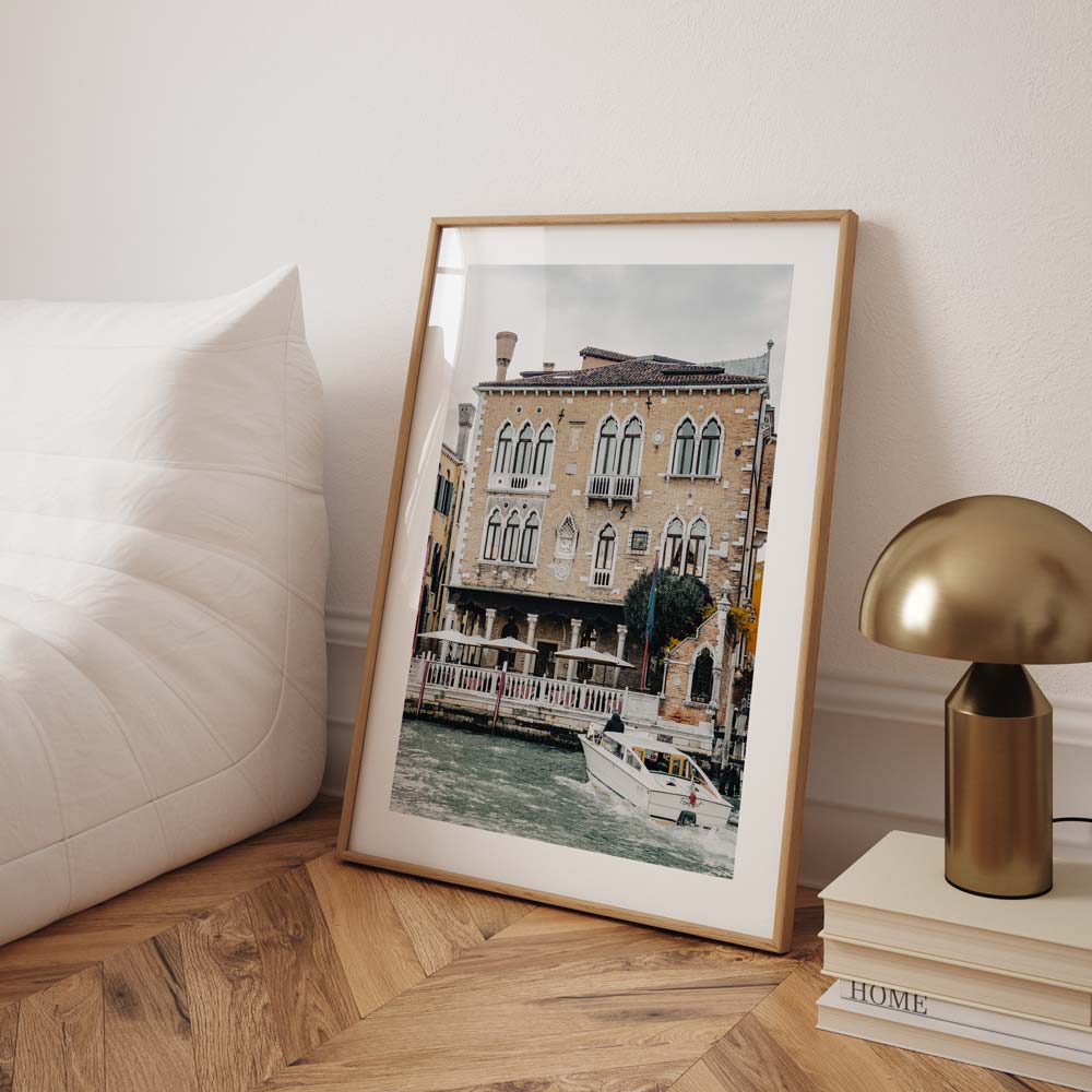 Charming Venetian Waterfront with Boat and Historic Architecture