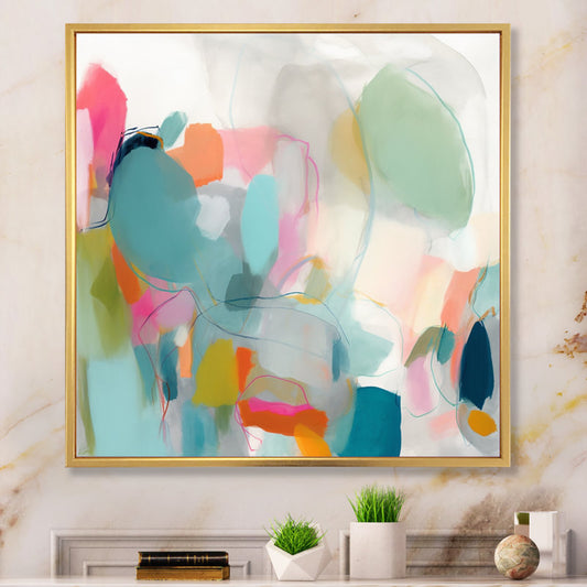 Abstract Oil Painting in Soft Pink and Blue Tones - Modern Minimalist Artwork
