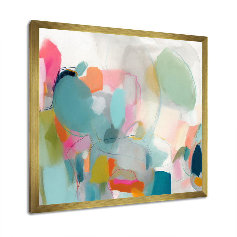 Abstract Oil Painting in Soft Pink and Blue Tones - Modern Minimalist Artwork