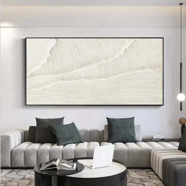 Textured Minimalist White Oil Painting for Elegant Home Décor