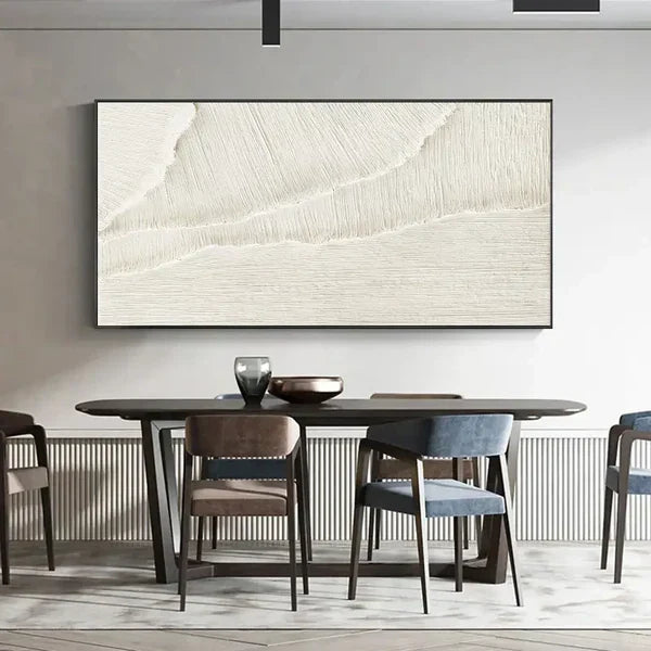 Textured Minimalist White Oil Painting for Elegant Home Décor