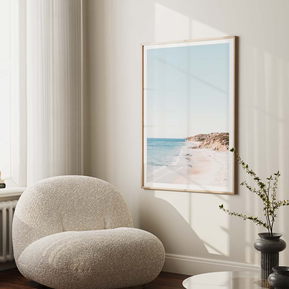 Tranquil Coastal Escape - Serene Beach Landscape Oil Painting of Port Willunga