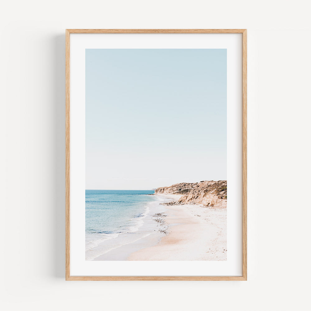 Tranquil Coastal Escape - Serene Beach Landscape Oil Painting of Port Willunga