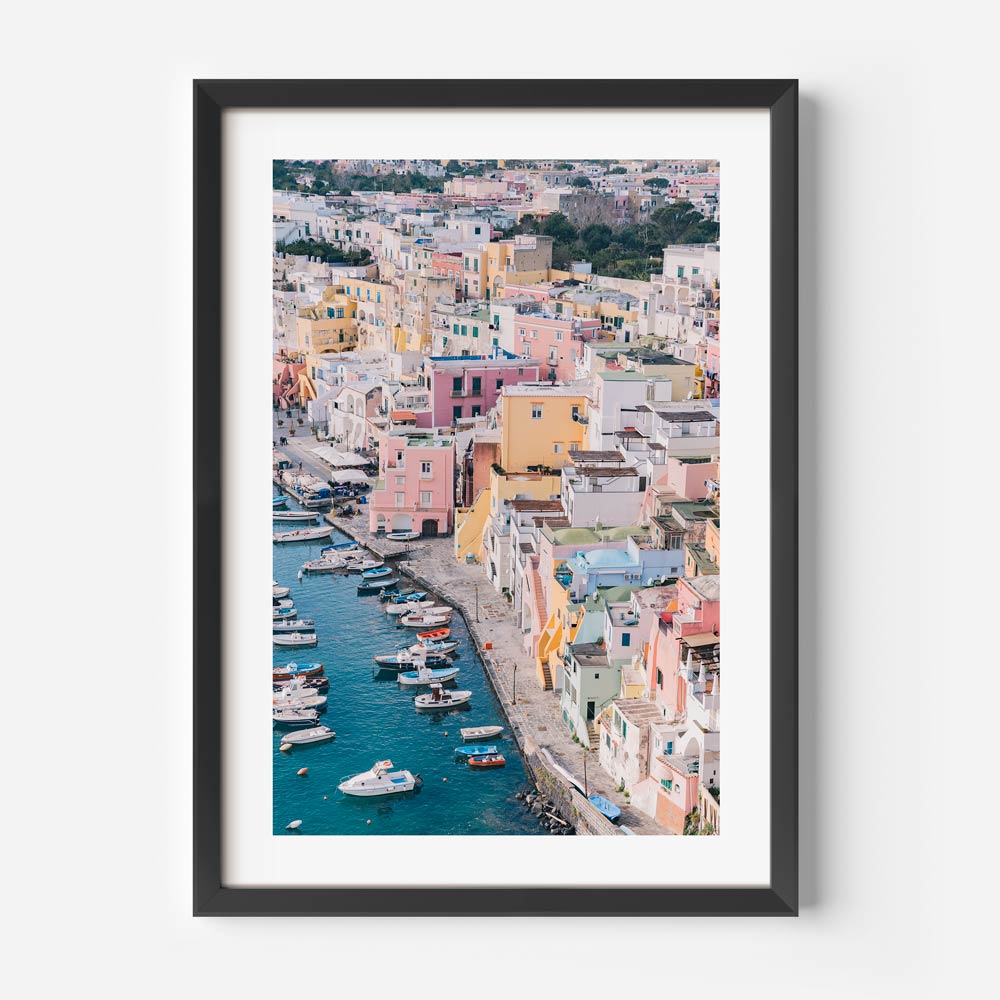 Vibrant Coastal Village Oil Painting Capture of Procida's Colorful Architecture and Marina
