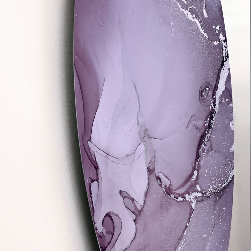 Elegant Purple and Gray Marble Ink Abstract Art for Home Décor