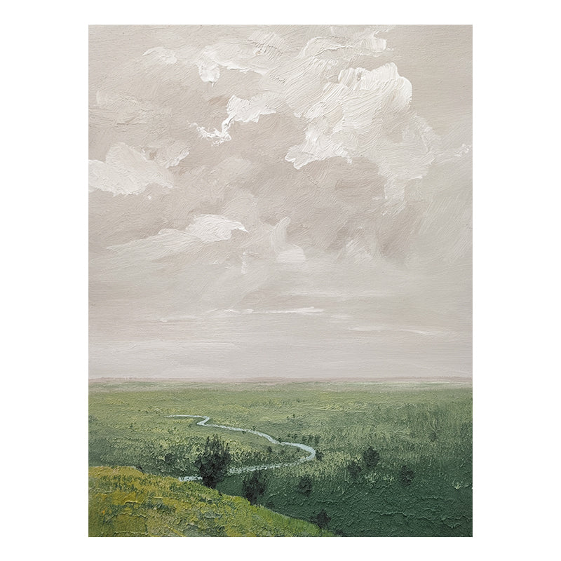 Meadow Cloudy Peaceful European Field Oil Painting 150MC