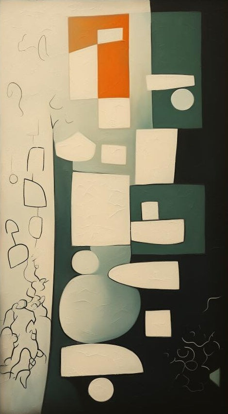 Modern Abstract Oil Painting with Minimalist Geometric Shapes