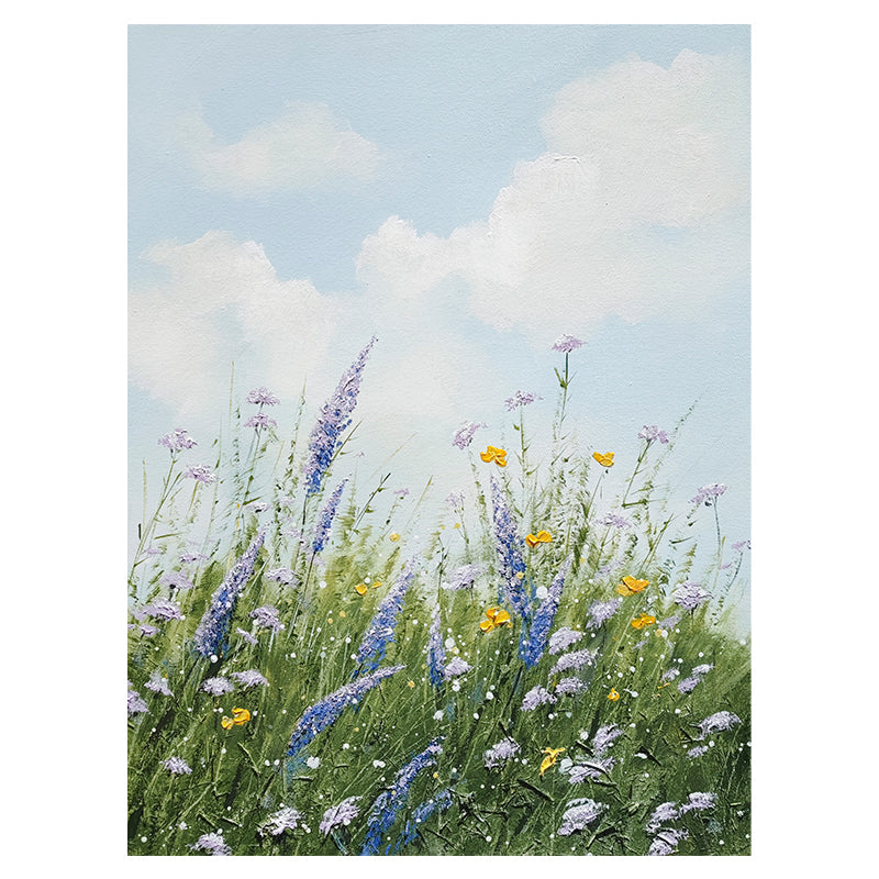 Lavander Fields Meadow Sky Floral Oil Painting 113LF