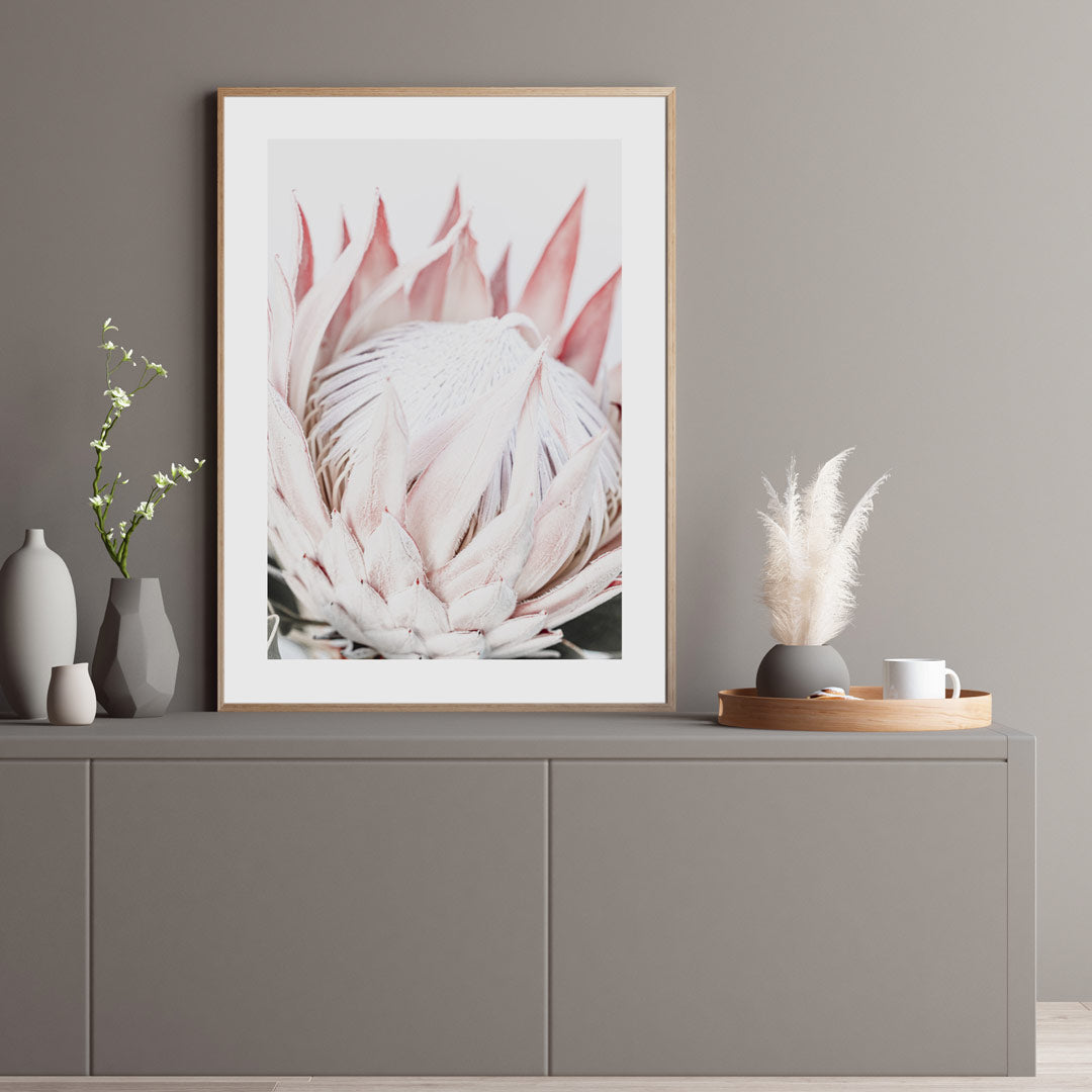 Elegant Queen Protea Oil Painting - Contemporary Floral Artwork for Home Decor