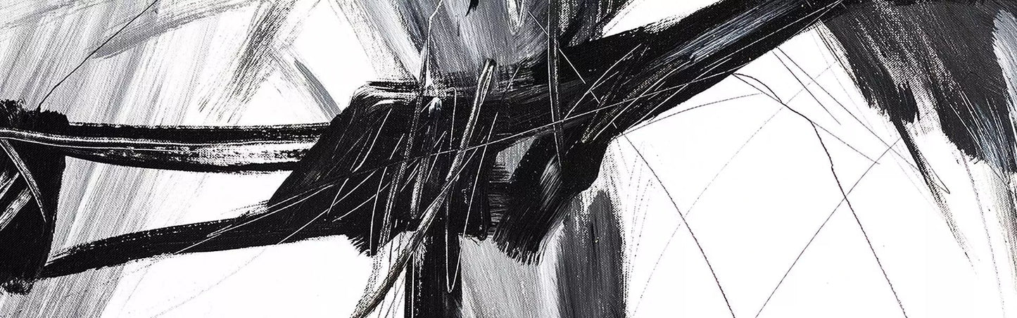 Abstract Oil Painting of Reflection and Emotion in Black and White