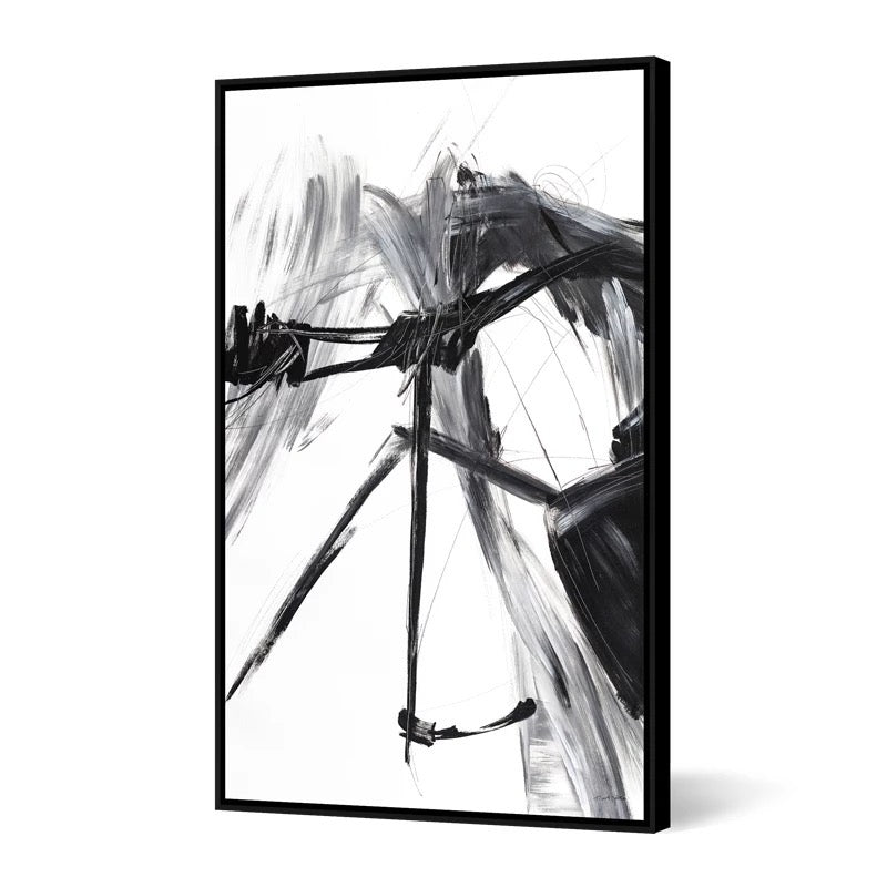 Abstract Oil Painting of Reflection and Emotion in Black and White
