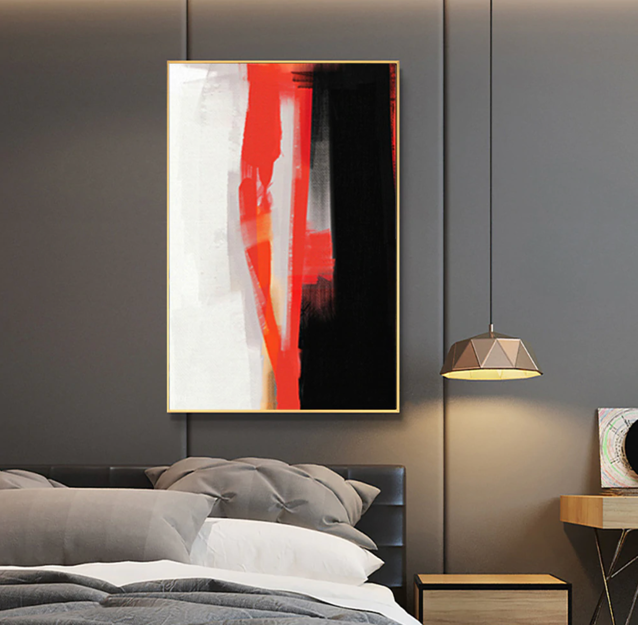Bold Red Abstract Oil Painting for Modern Home Decor