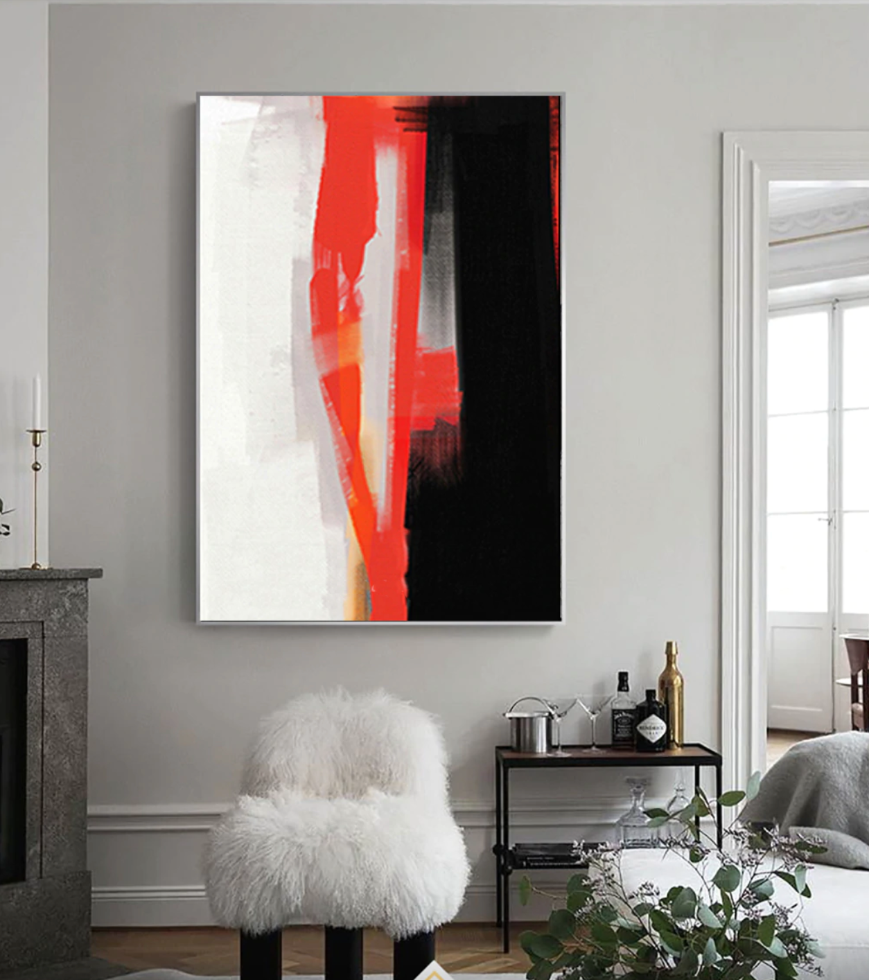 Bold Red Abstract Oil Painting for Modern Home Decor