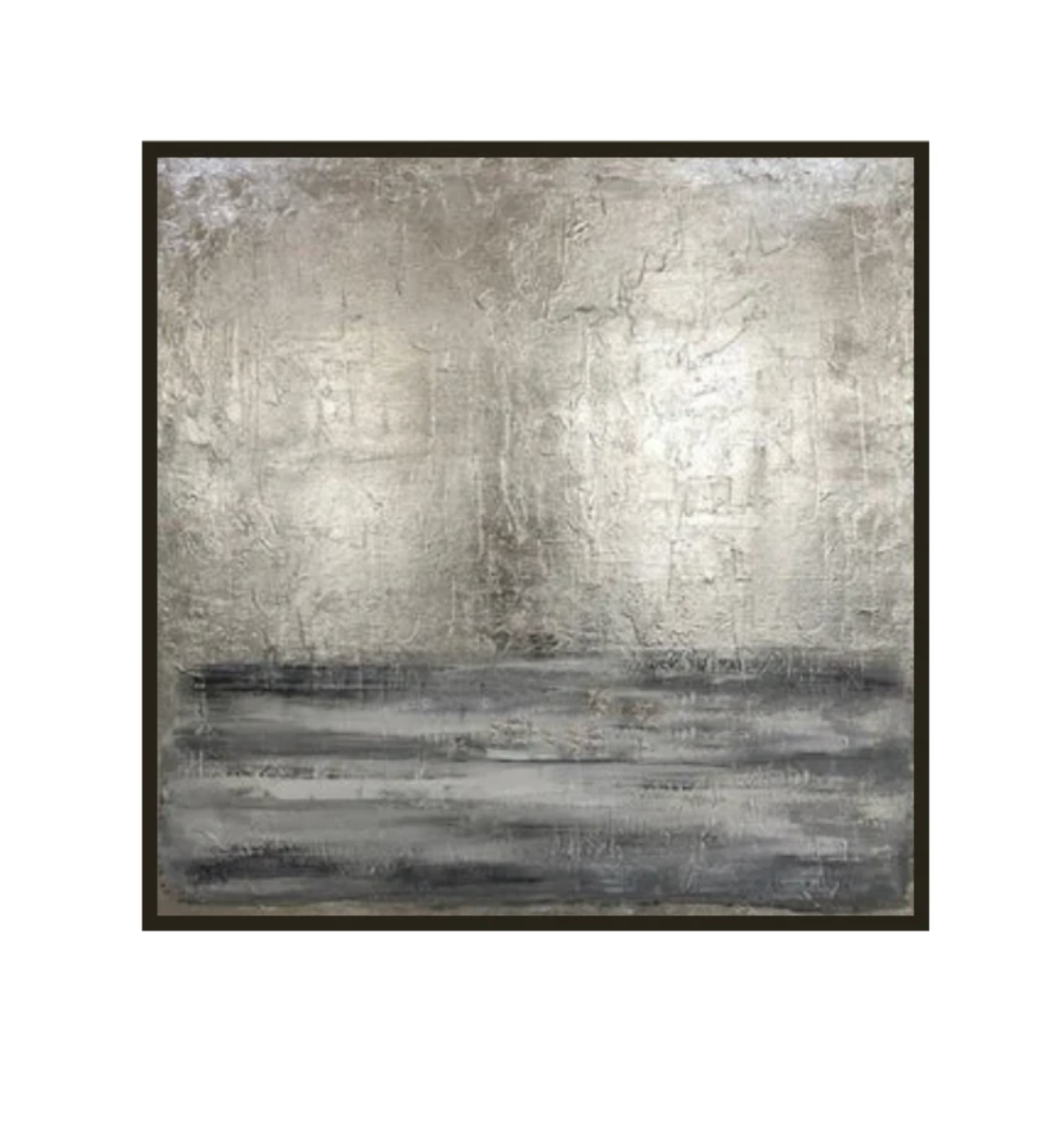 Contemporary Silver and Gray Abstract Oil Painting for Modern Home Decor
