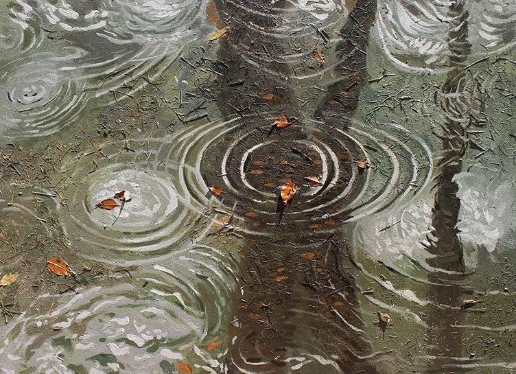 Tranquil Reflections in Rippling Waters - Serene Nature Oil Painting