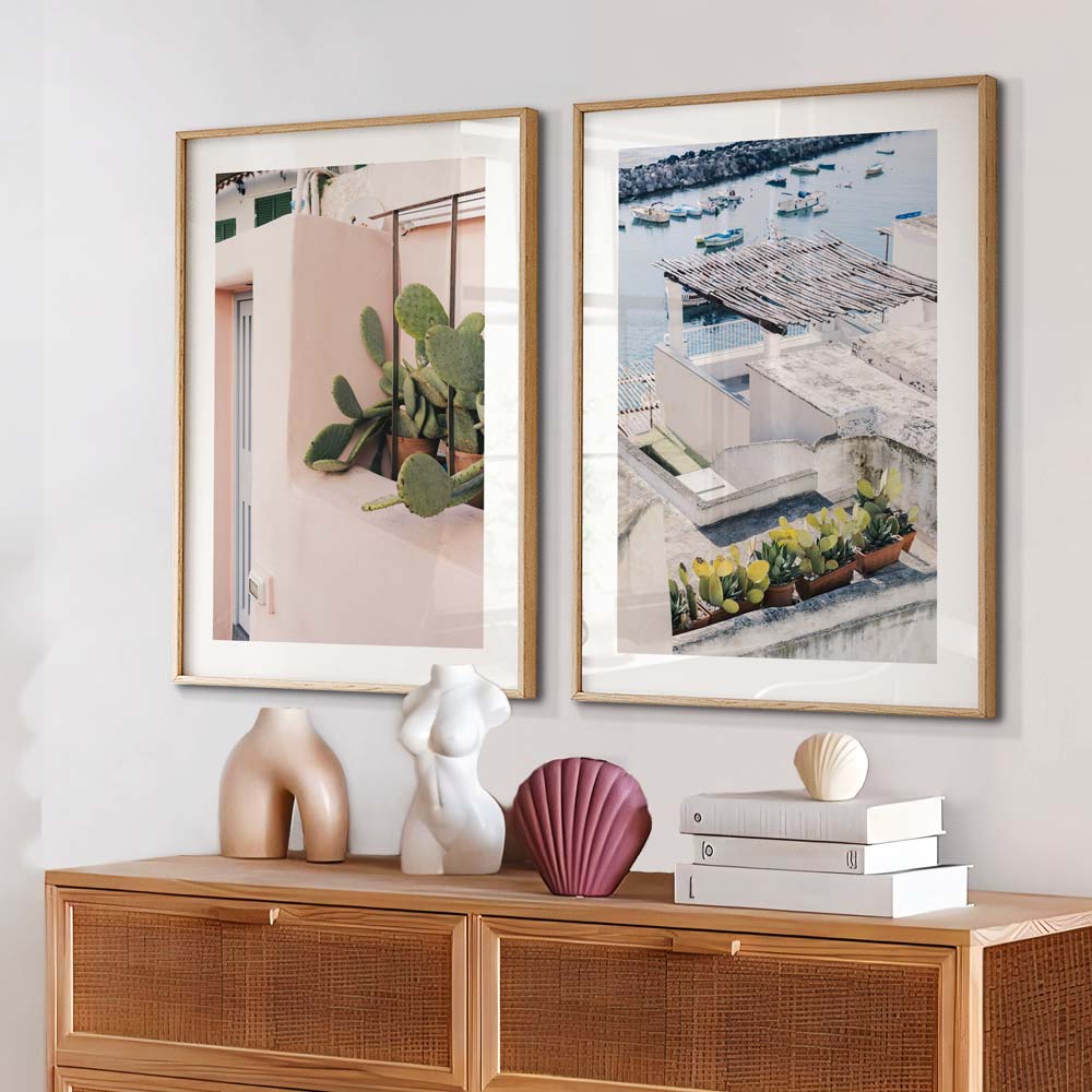 Serene Rooftop Garden with Cacti Overlooking Tranquil Waters